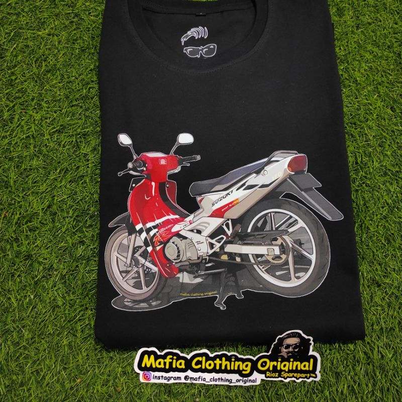 kaos satria 2 tak 2tak lumba merah silver