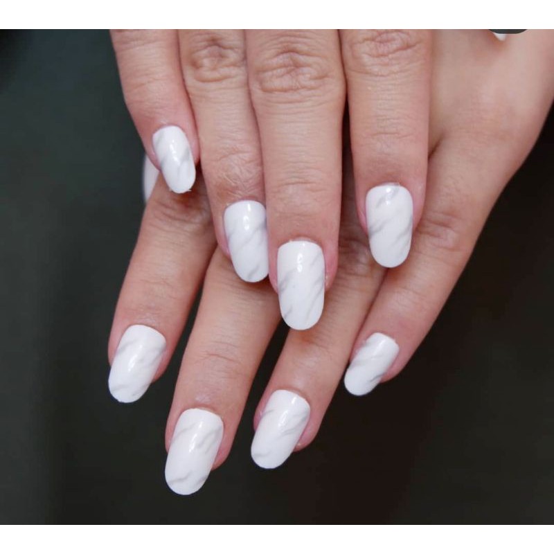 nail art marble white kuku palsu wedding putih