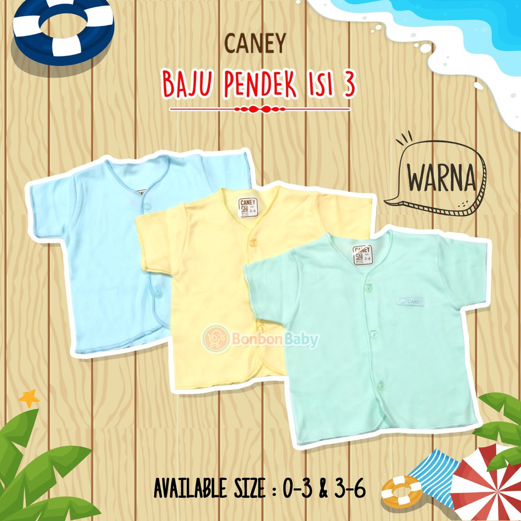 Caney baju pendek isi 3 dasar putih atau warna