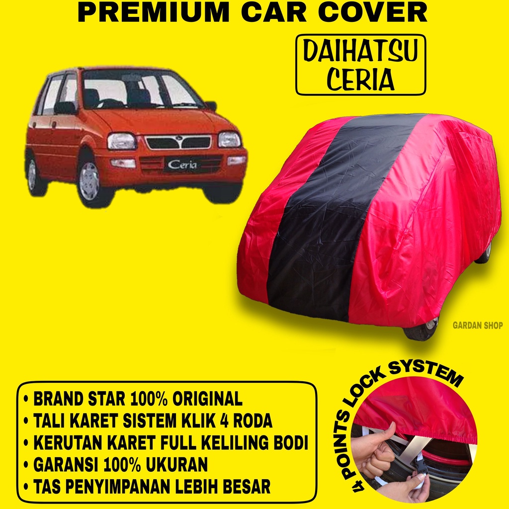 Body Cover DAIHATSU CERIA MERAH HITAM Penutup Bodi Mobil Daihatsu Ceria Waterproof PREMIUM