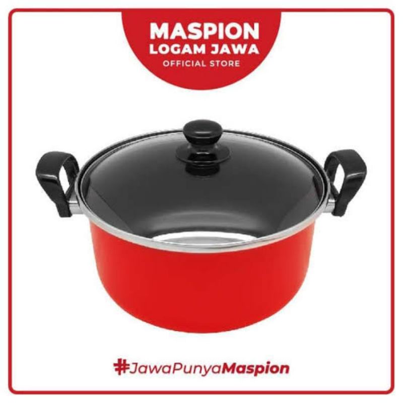 Maslon Dutch Oven Panci teflon anti lengket Tutup kaca