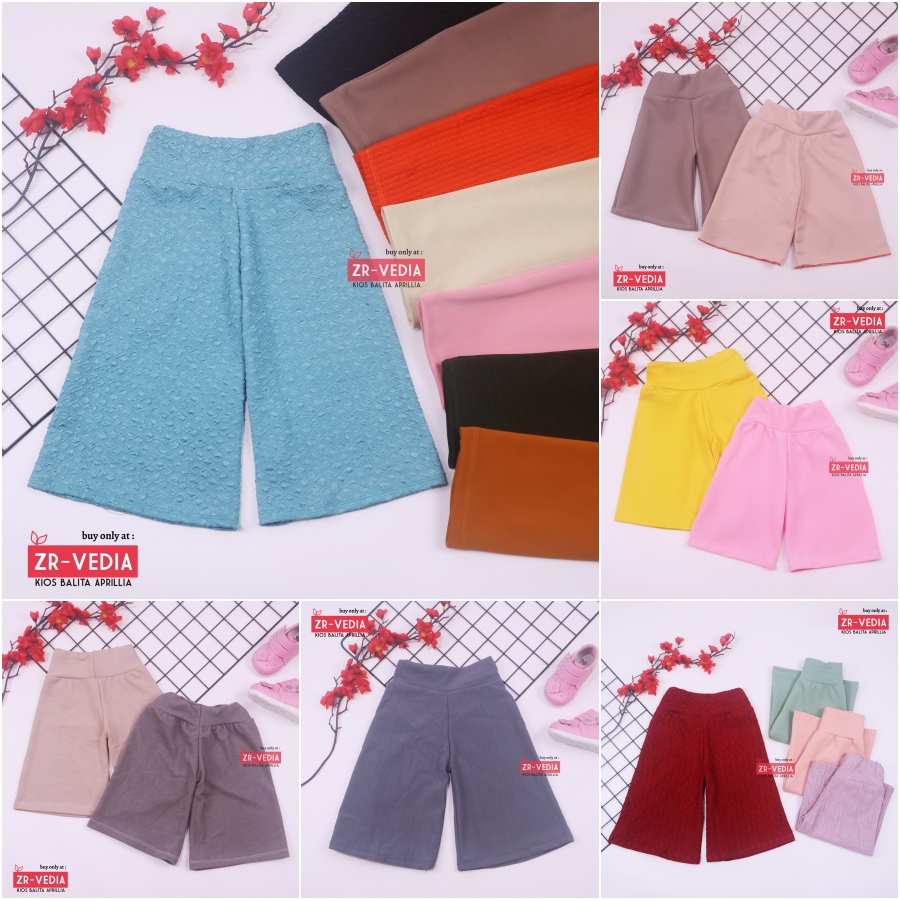 Kulot Polos uk 1-15 Tahun / Celana 3per4 Anak Perempuan Skirt Pendek Pants Bawahan Kulot Polos Murah kiosbalitaaprilia