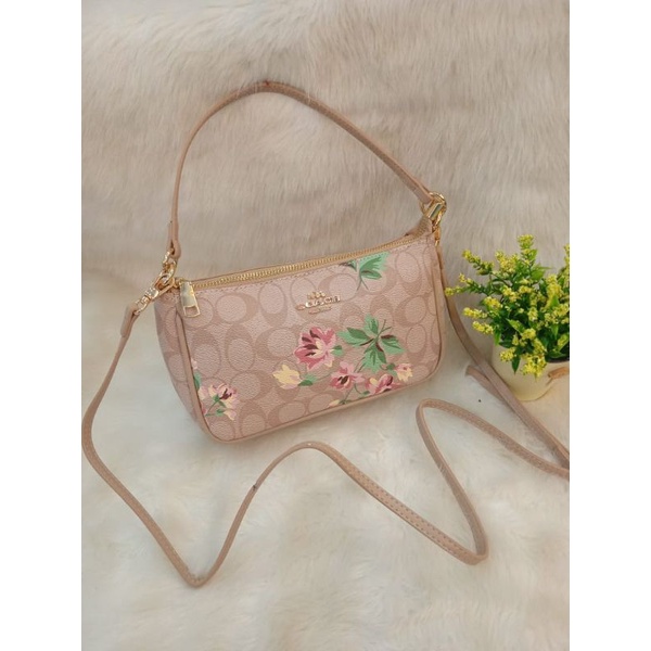 tas fashion import, tas branded  motif coach messico blossom slingbag co 2737-1, coach selempang