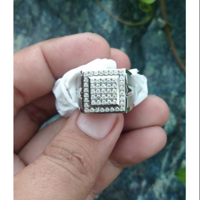 Cincin pria perak full berlian eropah berlian 53 pcs