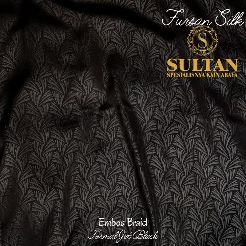 50CM EMBOS BRAID FURSAN SILK FORMAL BLACK KAIN SULTAN (BAHAN FORMAL JETBLACK)