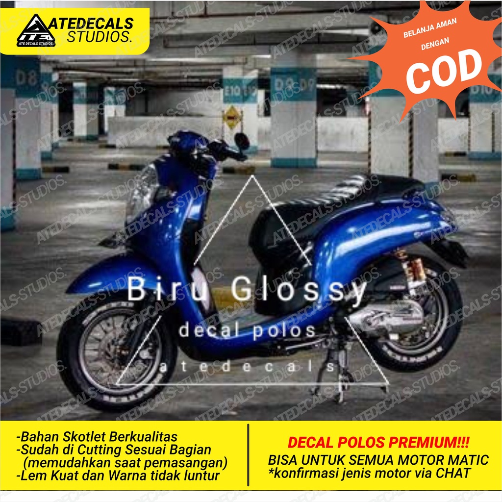 decal polos scoopy warna biru candy, scoopy polos candy, decal polow candy