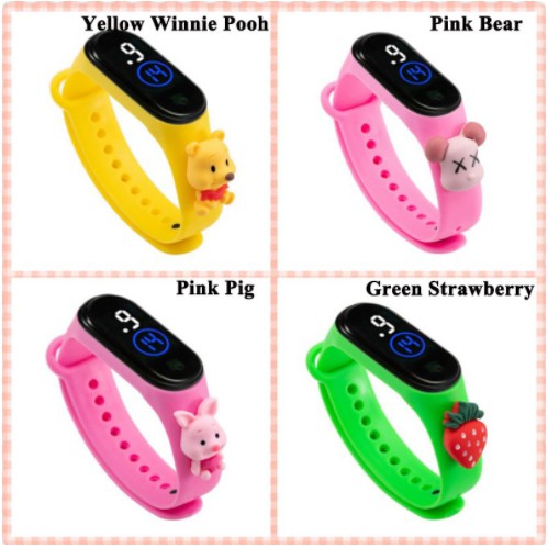 JGW-[✅COD]Jam Tangan Elektronik Motif Kartun Anak Laki-laki Perempuan LED Minimalis Gelang-PINK RANDOM