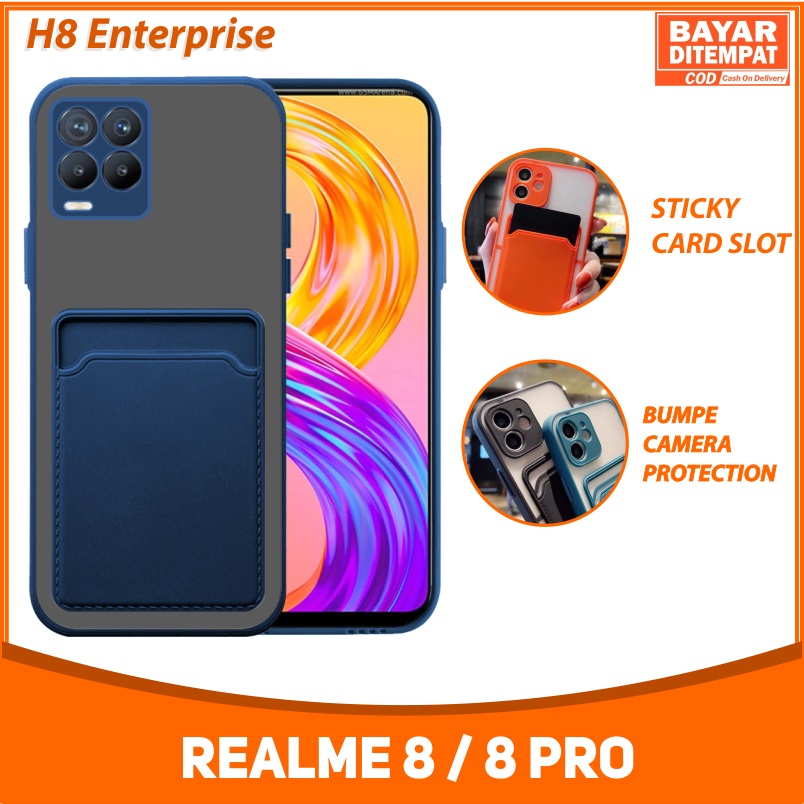 Soft Case Realme 8 &amp; Realme 8 Pro Colored Card Slot TPU Casing Holder Simpan Kartu