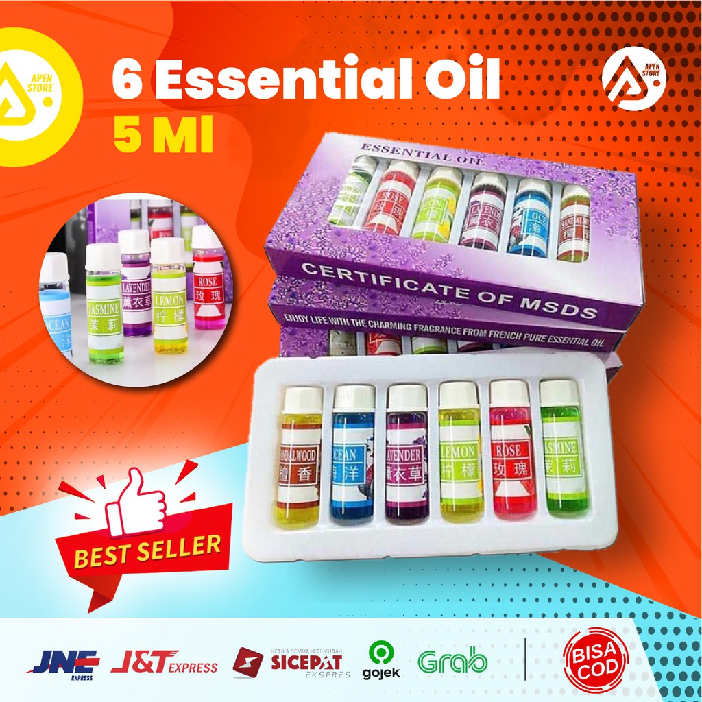 6 Botol Essential Oil 5ML Esensial Essensial Oil Disfuser Aromaterapi Pewangi Ruangan - 3544