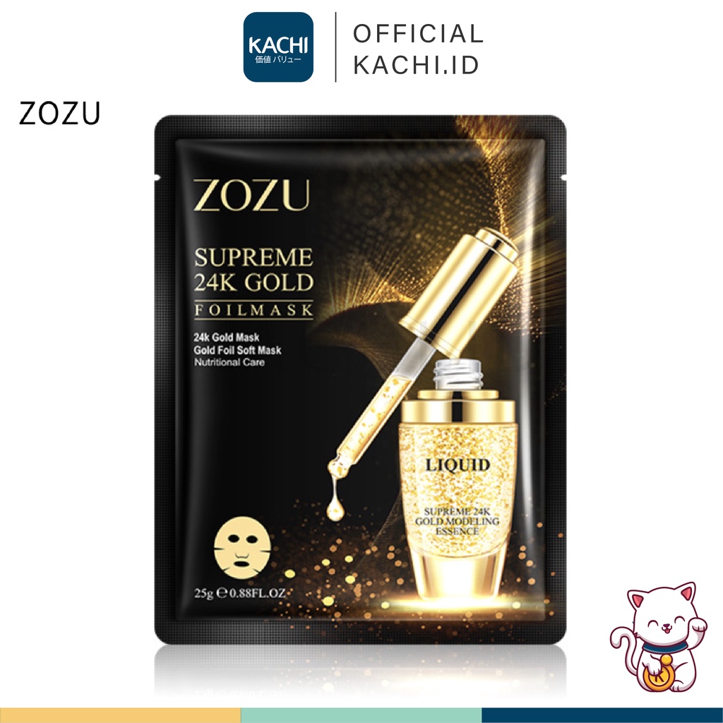 KACHI - ZOZU Supreme 24K Gold Foil Sheet Mask Moisten Hyaluronic Masker Emas Premium ZO001