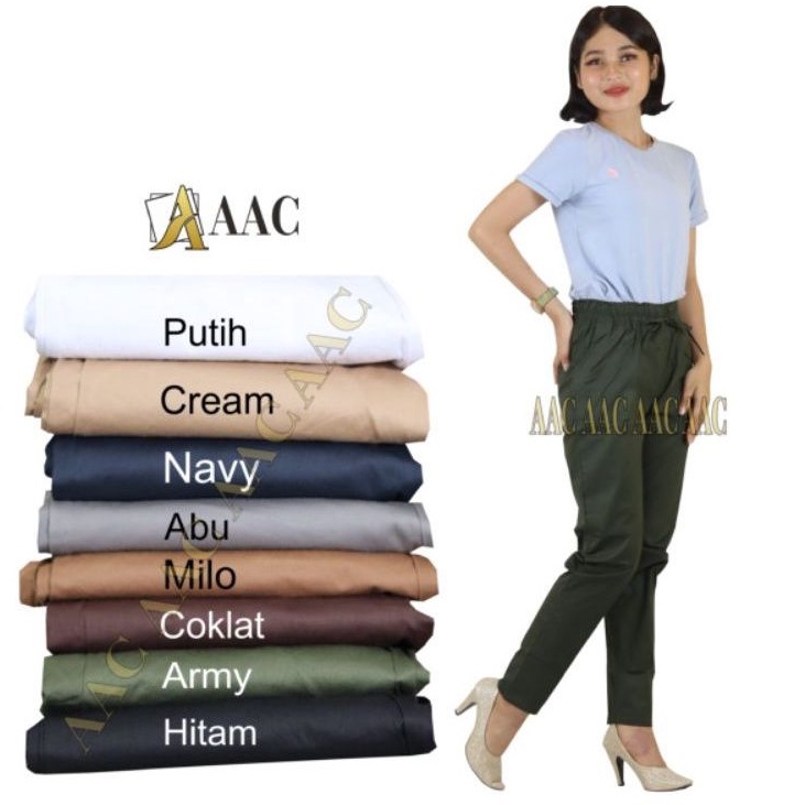 Celana Panjang Wanita Basic Pants Katun Stretch Allsize Fit XL Dan Jumbo