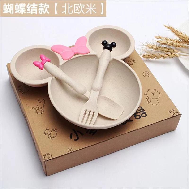 [JUALSEMUA18](07)Piring Makan Mickey Minnie Sendok Garpu/Piring Set Mickey Set Sendok+box