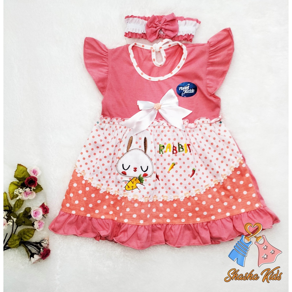 [S-40] Baju Bayi Perempuan/Dress Bayi Perempuan Planet KidsMurah 0-6bln Bonus BANDANA