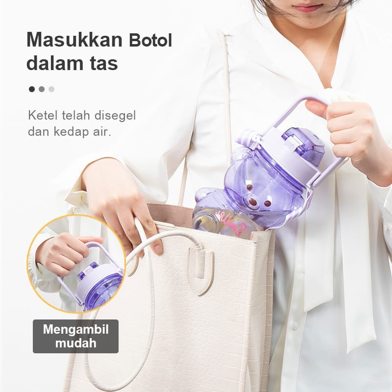 Botol Minum 1 Liter Karakter Anak Lucu Beruang botol minum Aneka Warna botol minum anak - SP02