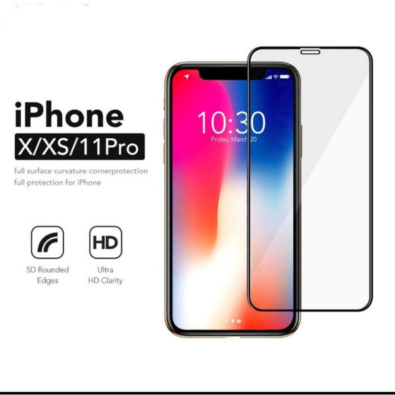 Iphone X/Xs/11 Pro 5.8 Tempered Glass Full Layar Anti Gores Kaca