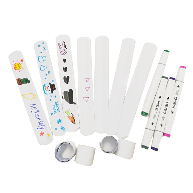 30 Pcs / set Gelang Slap Band Kosong Bahan Plastik Warna Putih Untuk Pesta