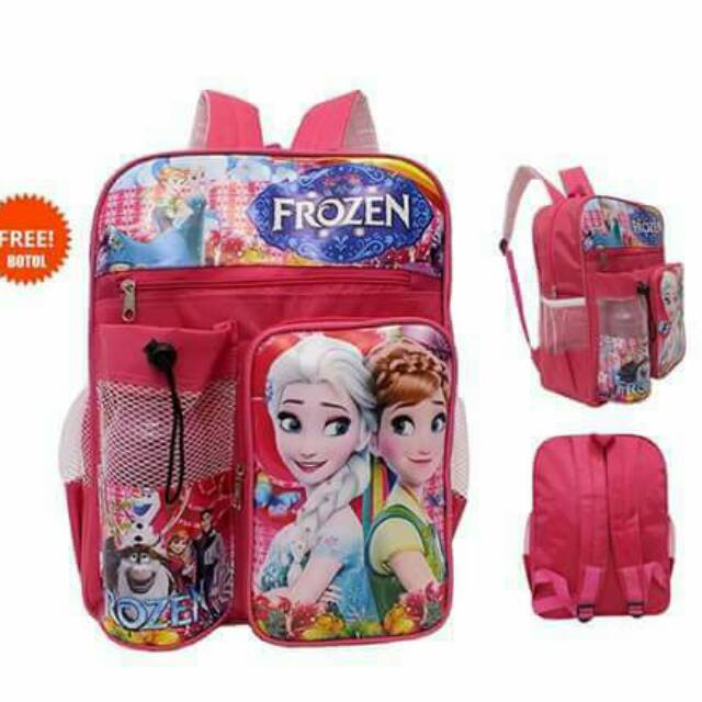 TAS RANGSEL ANAK TK DAN SD TAS ANAK FROZEN TAS ANAK BERHADIAH BOTOL SANDAL JAM TANGAN