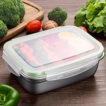 HOMEFAVOR Kotak Makan Bento Lunch Box Stainless Steel 350ml KT046 HIJAU