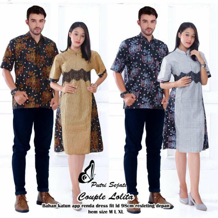 Couple Lolita Brokat Batik Midi Dress Renda Anindya Midi Brokat Bruklat Sarimbit Cantik Pesta Gaul