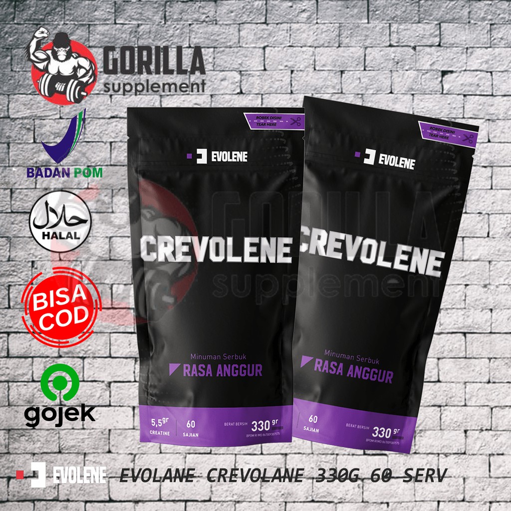 Crevolene Creatine evolene gram kreatin CREAVOLENE  BPOM HALAL MUi bulking  ultimate /dymatize /mp/M1