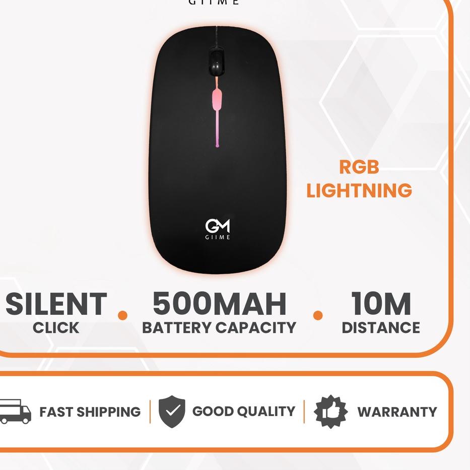 Giime.Id - Mouse Wireless Slim Ultra Ergonomis Silent Click Nyaman Digunakan Original Impor Garansi 