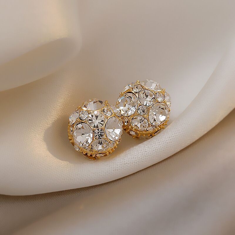 Anting Stud Kristal Elegan Gaya Korea Untuk Wanita