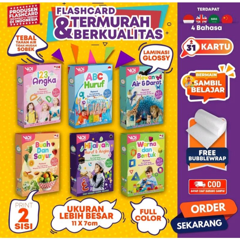 VIDI Flashcard / Flash card / Mainan Edukasi Kartu Pintar' Anak