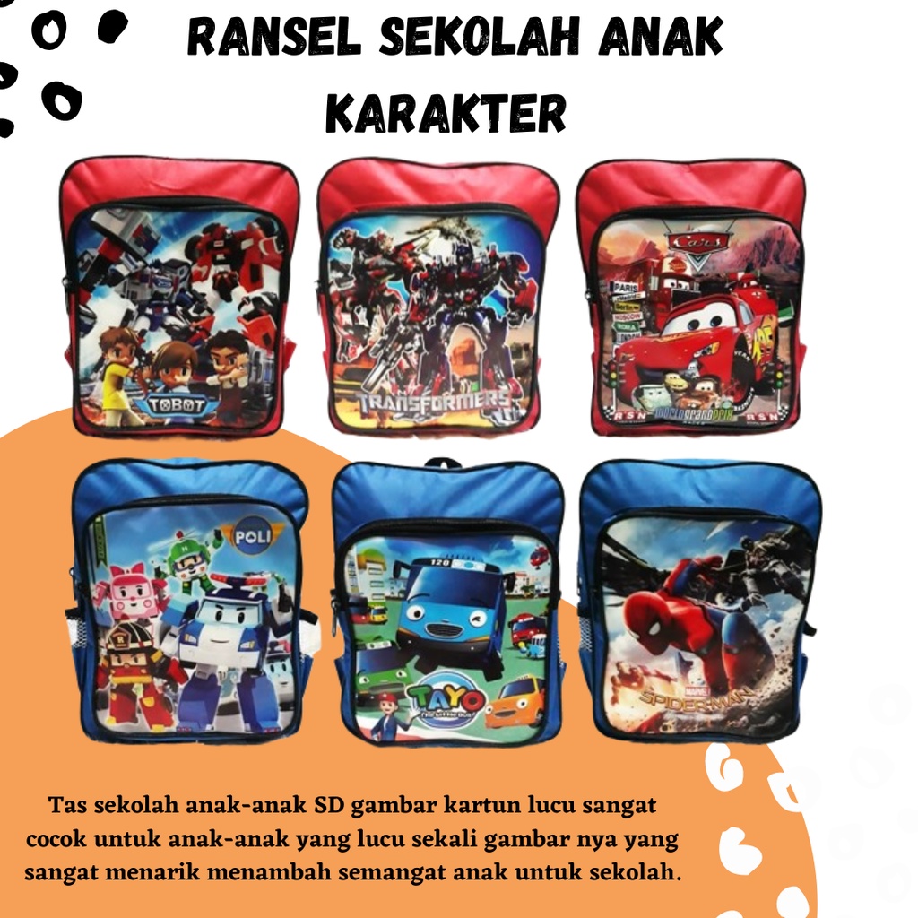 TAS ANAK - Tas Ransel Sekolah anak PAUD TK Karakter Anak Lucu