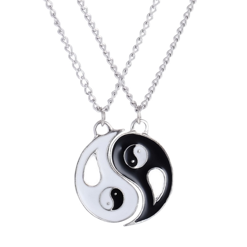 Fancyqube 2pcs / Set Kalung Liontin Yin Yang Untuk Pasangan Saudara Perempuan Dan Pria