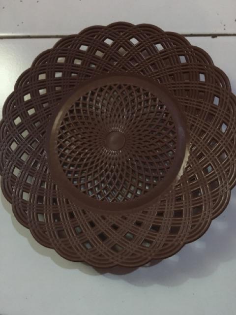 6pcs Piring Anyam Plastik Piring Rotan Lidi