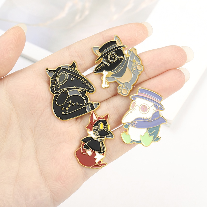 Pin Bros Enamel Bentuk Kartun Hewan Kelinci Rubah Penguin Untuk Hadiah