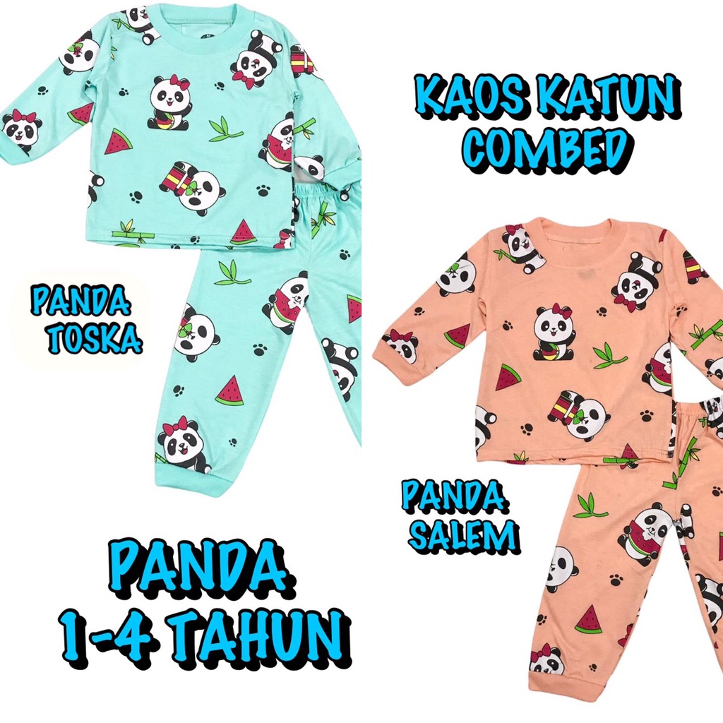 (1 KG MUAT 7 STEL) BAJU TIDUR ANAK KIDS PEREMPUAN/CEWEK SETELAN/STELAN BAHAN KAOS KATUN PP WARNA PANDA