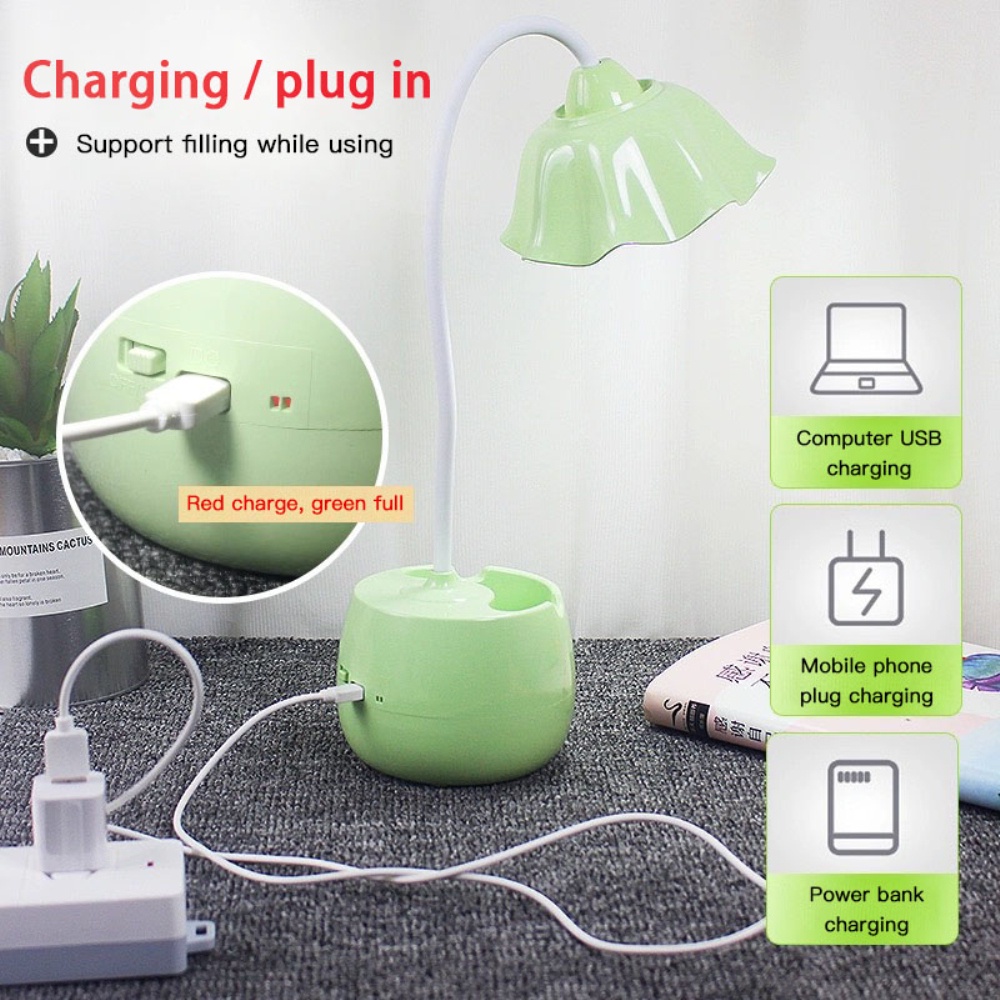 Eye protection desk lamp USB charging reading LED student dormitory study desk plug ins girl heart bedroom bedside OWT