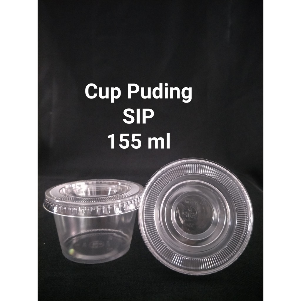 Cup puding SIP 155 ml tutup datar dan tutup cembung per 10