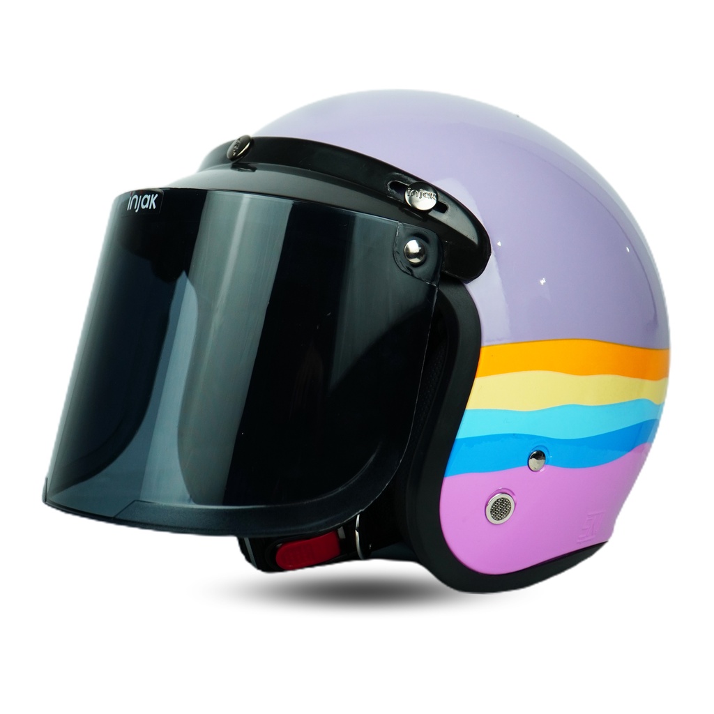 Helm Bogo Retro Dewasa Pria Wanita Cowok Cewek SNI Aesthetic Garis Premium free Box