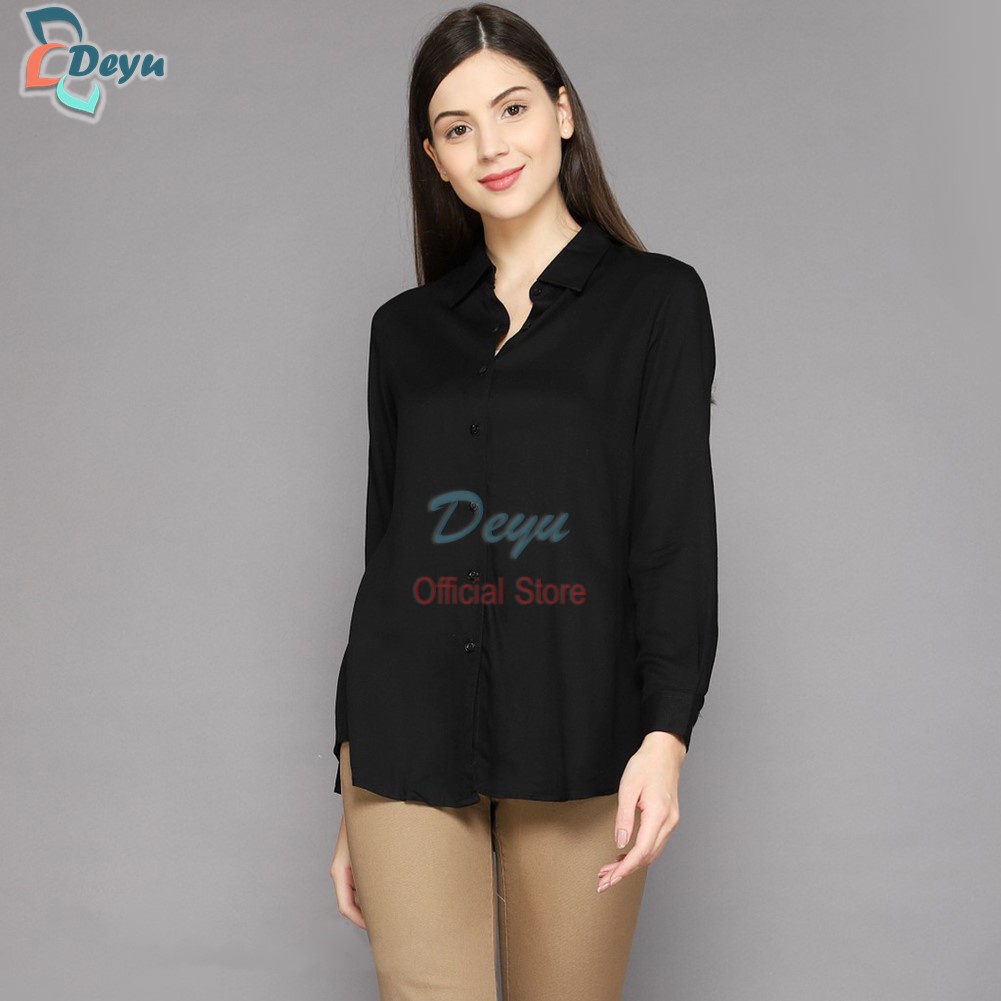 Kemeja Wanita Polos Pretty Woman Basic Streach Original Madame Sexy-HITAM