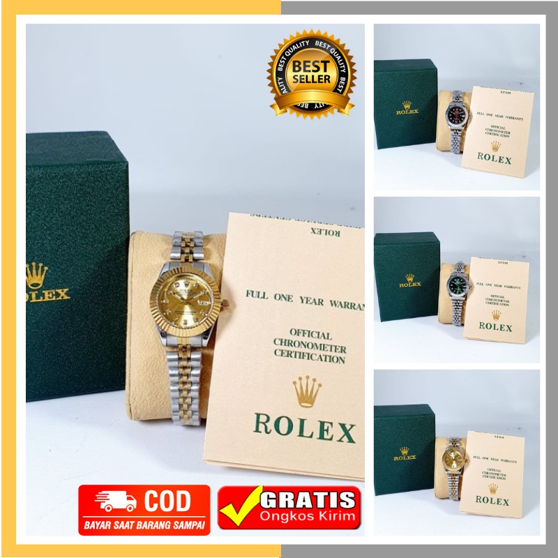 Jam Tangan Wanita Rolex Oyster Kecil Rantai Date Murah Cewek Analog Terbaru Bisa Cod