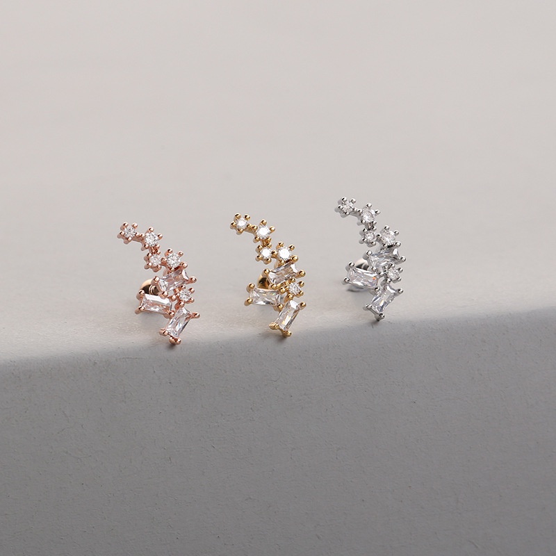 1 Pcs Fashion Stainless Steel Zircon Simple Style Piercing Earrings for Girlfriend Valentine's Day Present