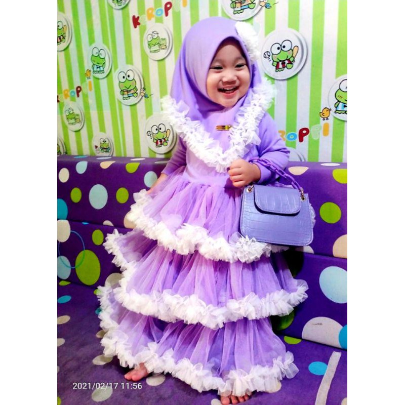 gamis tutu muslim anak perempuan maxy dress