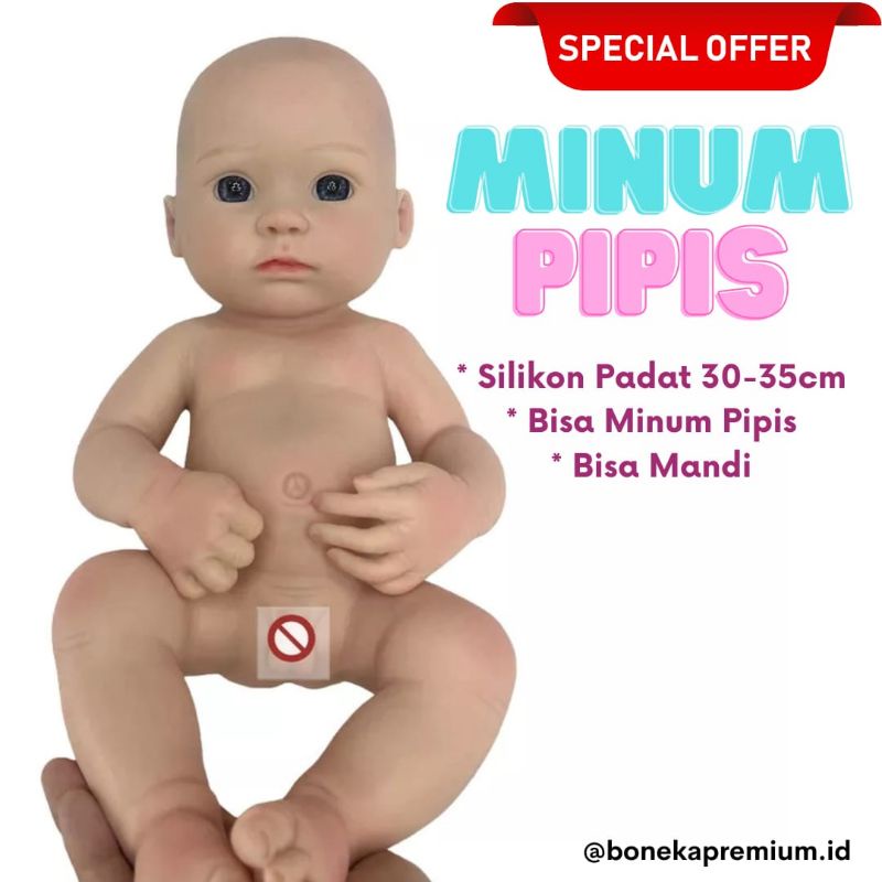 Spesial Edisi Boneka Bayi Reborn Baby Alive Full Silikon Padat Minum Pipis Mandi 36cm Boy Girl