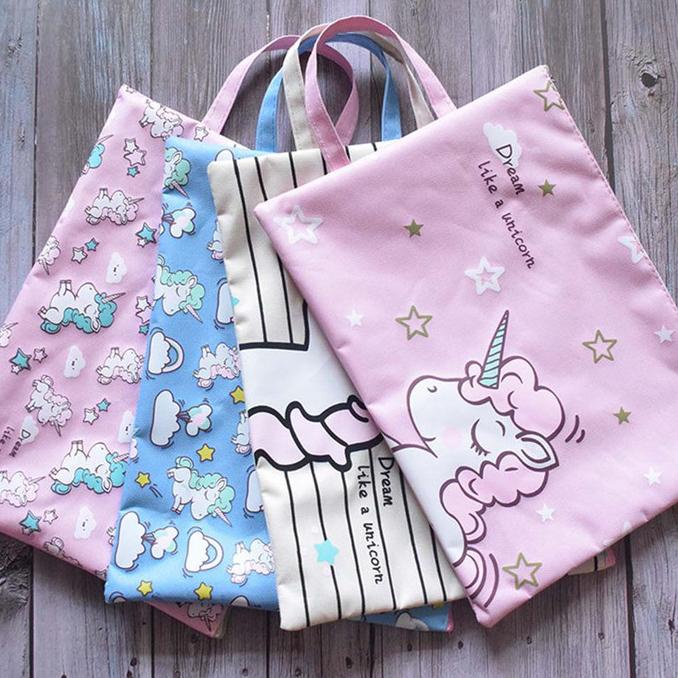 

PF06 Dream Unicorn Portable A4 file Storage pouch bag Tempat Buku Al