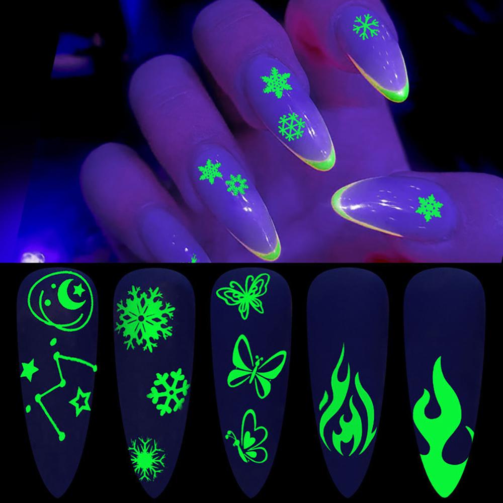 Mxbeauty Halloween Nail Art Luminous DIY Stiker Kuku Neon