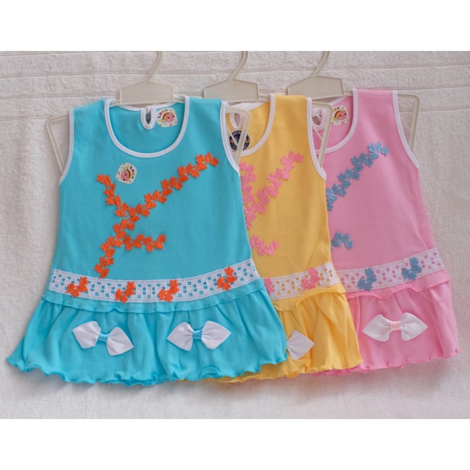 Baju / Rok / Terusan / Dress Anak Perempuan Bahan Kaos 3 motif