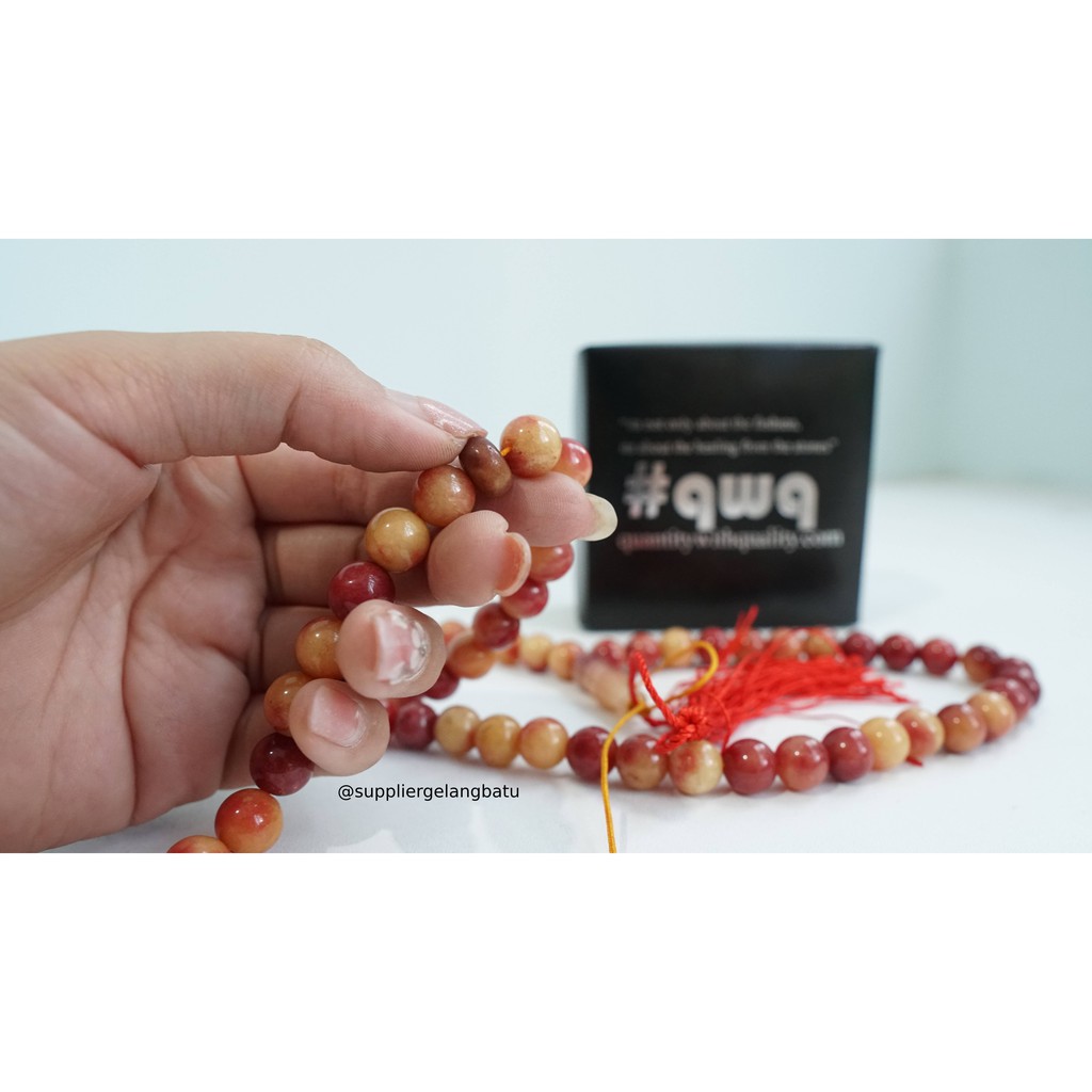 tasbih batu red yellow MANAU 10mm 99 butir premium tasbeh manao merah