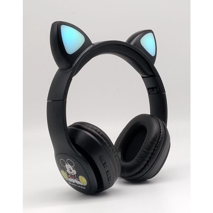 HEADPHONE HEADSET ANAK KARAKTER MICKEY MOUSE BLUETOOTH WIRELESS + LED