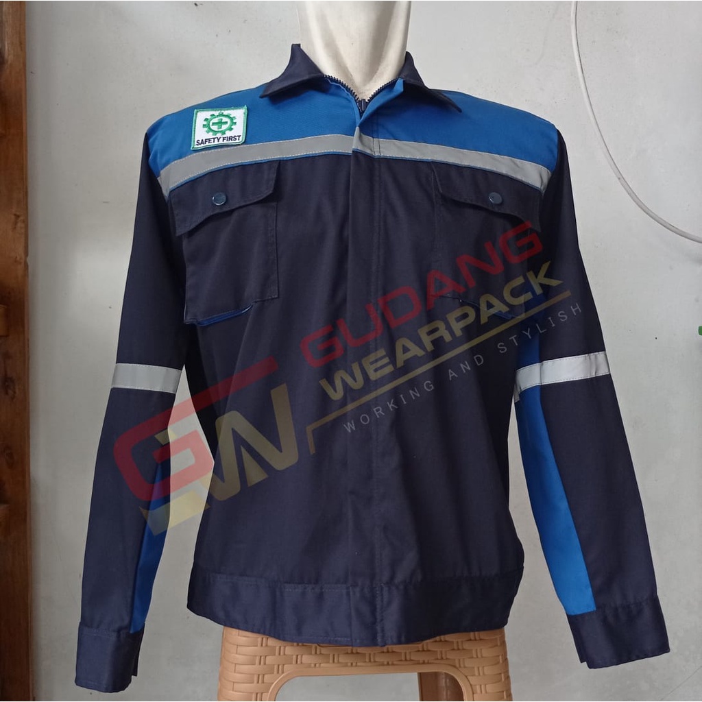 Gudang Wearpack - Baju Kerja Seragam Proyek Warna Dongker - Biru Bca