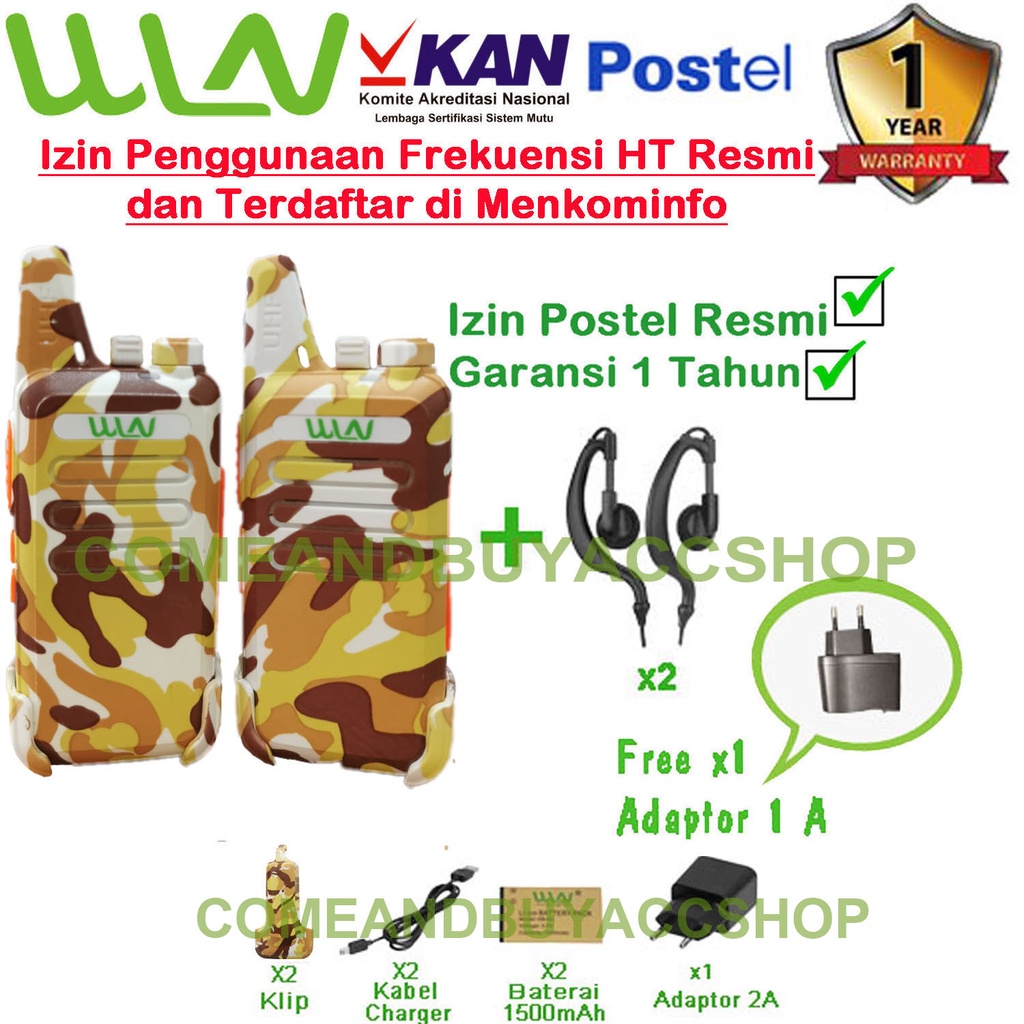 Paket Standart Walkie Talkie WLN Two-Way Radio-LORENG(Isi2pcs)Nondeks