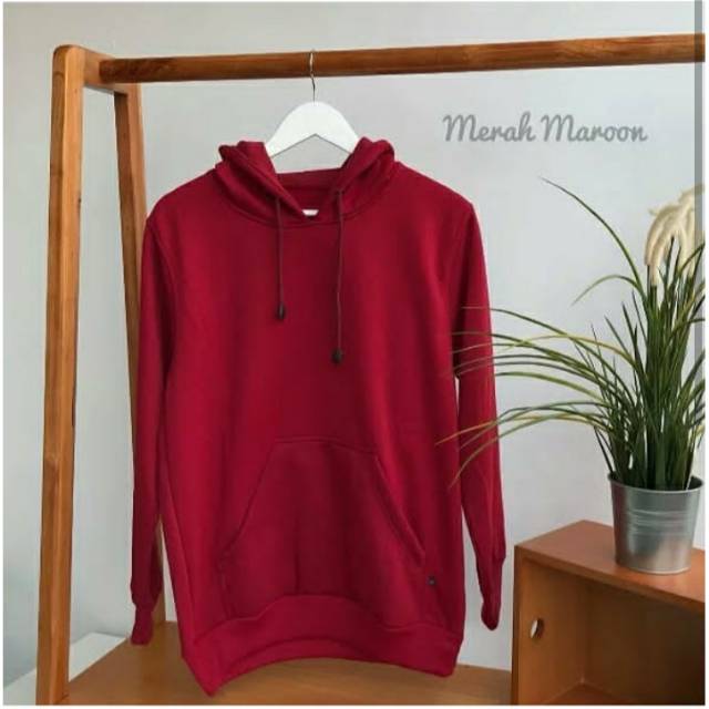 Jaket Hoodie polos jaket polos jamper polos  merah maroon jaket cowok jaket cewek