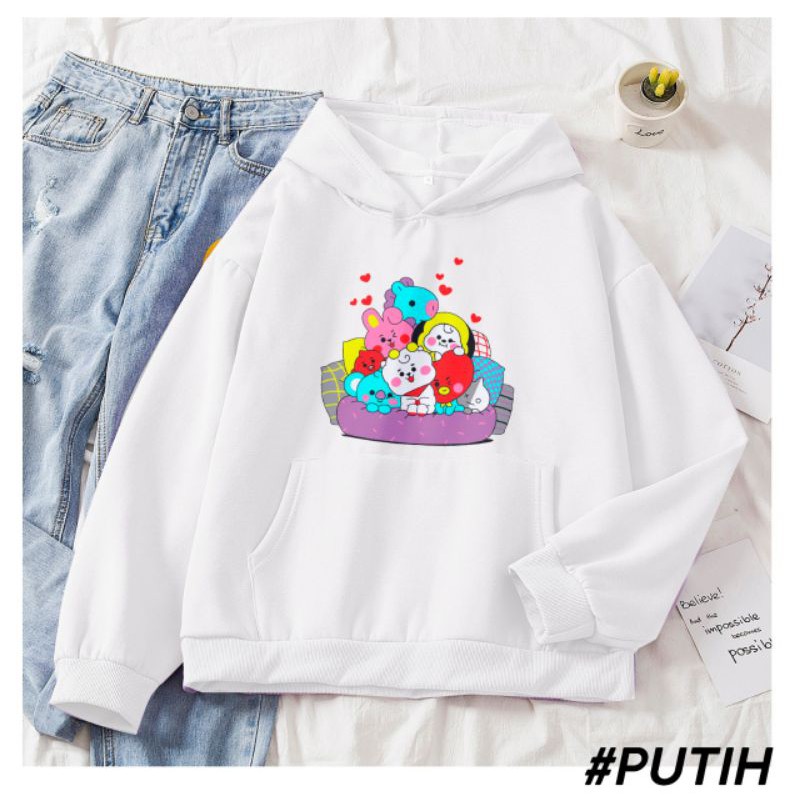 SWEATER HOODIE WANITA BT21 FAMILY-4