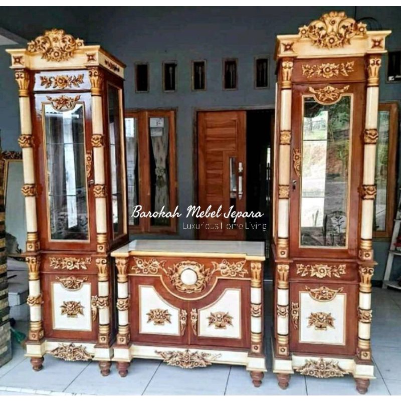 Bufet TV Pisah Ukir Jepara Kayu Jati